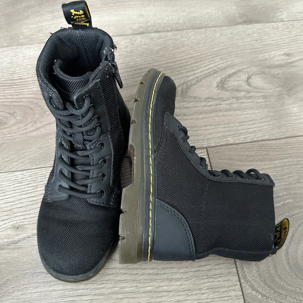 Dr Martens Combs Extra Tough Canvas Black kids utility combat boots size 13